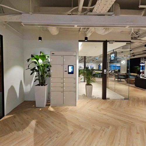 parcel locker at commercial building